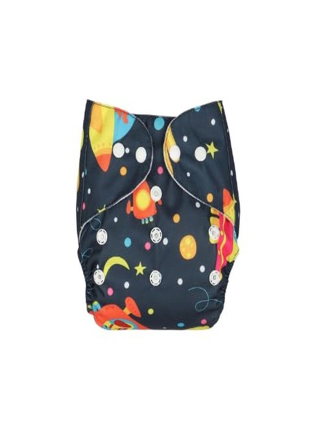 Laee cute Reusable Cloth Diaper with Inserts - Space & Cartoon Print (Pack of 2) (black+grey) - Image 2