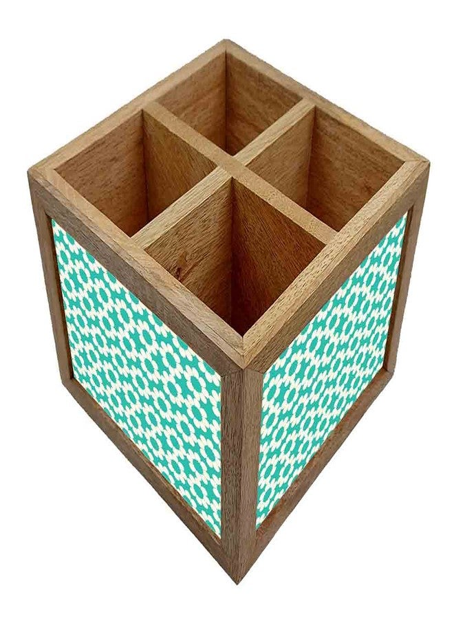 Nutcase Wooden Cutlery Stand Holder Silverware Caddy Spoons Forks Knives Organizer for Dining Table & Kitchen -Made in India-Spoons NOT Included - Blue Flowers Design - Image 2