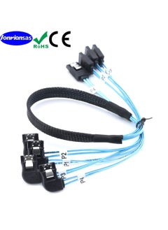 Generic SAS4.0 4SATA To 4SATA 7PIN Female Right Bend SSD SSD Data Computer Motherboard Cable-Color:Black-Length:1m  - Image 3