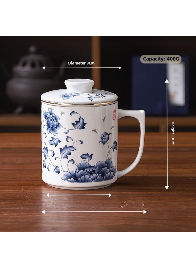 Chinese-style Ceramic Cup With Lid Office Tea Cup With Filter Net Tea Separation Cup Tea Separation Cup Personal Cup