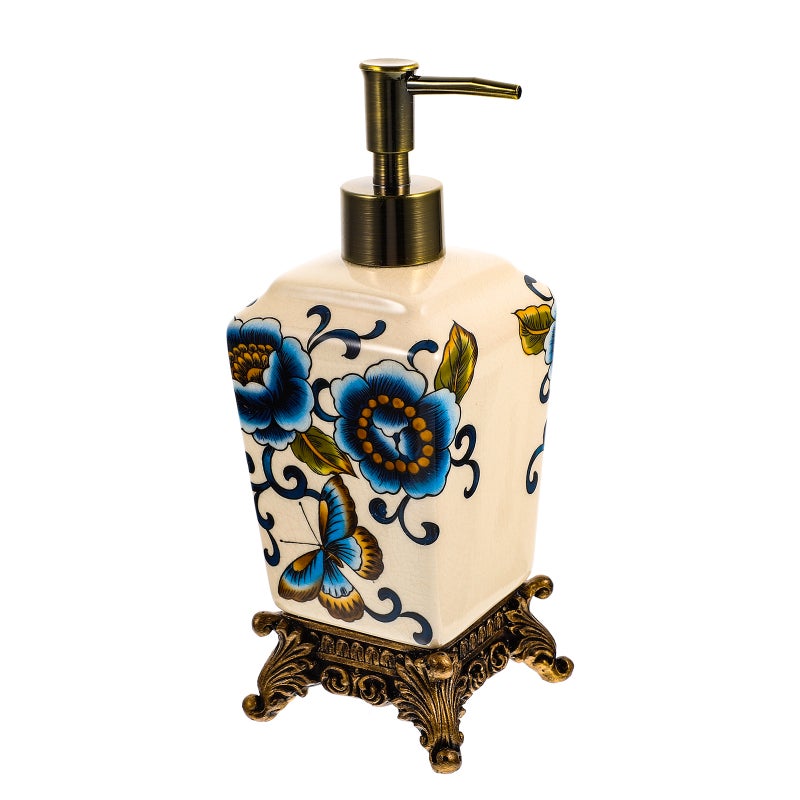 Vintage Style Ceramic Flower Printing Lotion Dispenser Bottle Lotion Holder - Image 1