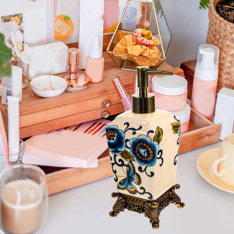 Vintage Style Ceramic Flower Printing Lotion Dispenser Bottle Lotion Holder - Image 3