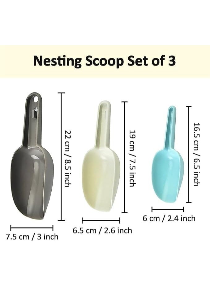 فالمر 3 قطع مغرفة ثلج بلاستيكية للمطبخ، مغرفة طعام متعددة الأغراض للبار وحفلات الزفاف والفريزر وطعام الحيوانات الأليفة والدقيق والأطعمة الجافة والفشار وحبوب القهوة  (50/100/151 مل) - Image 3