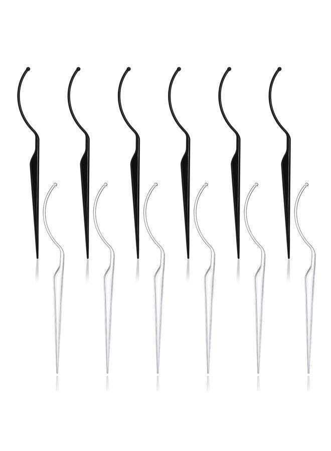 Meisuitd 12 Pcs False Eyelashes Display Stick Eyelashes Applicator Tool 3D Eyelash Extensions Style Try on Sticks Planting Grafted Eye Lashes Applicator ​(Black, Transparent - Image 1