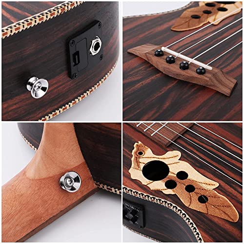 Batking 26 Inch All Blackwood Tenor Acoustic Electric Ukulele With Truss Rod With EQ with Gig Bag,Strap,Nylon String,Electric Tuner,Pick,shaker - Image 4