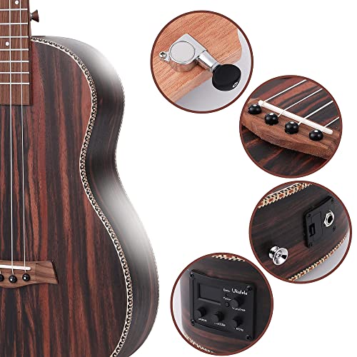 Batking 26 Inch All Blackwood Tenor Acoustic Electric Ukulele With Truss Rod With EQ with Gig Bag,Strap,Nylon String,Electric Tuner,Pick,shaker - Image 5