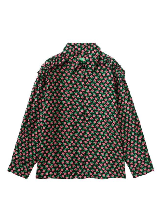 Benetton قميص مزهر مع كشكشة  - Image 1