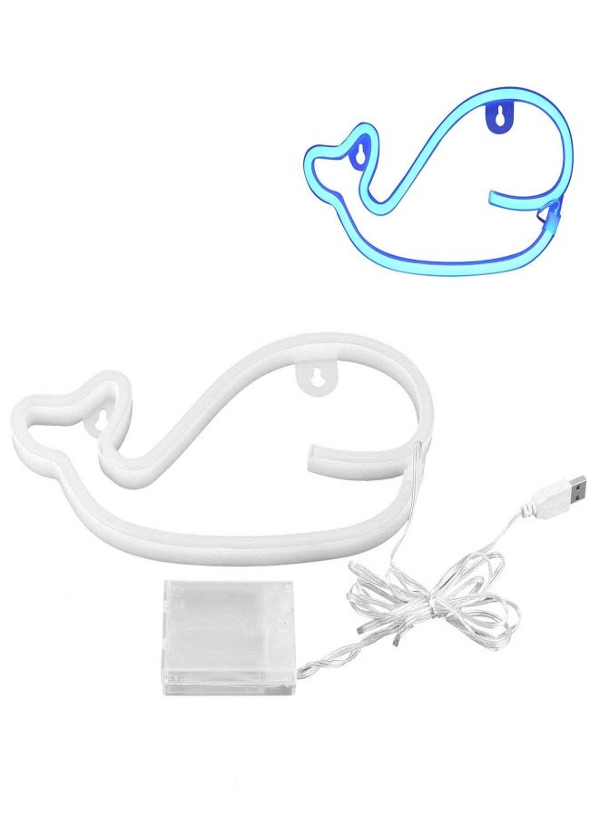 Neon Light Whale Shape LED Neon Sign Lamp Home Bedroom Party Holiday Decoration Birthday GiftBlue Light - Image 1