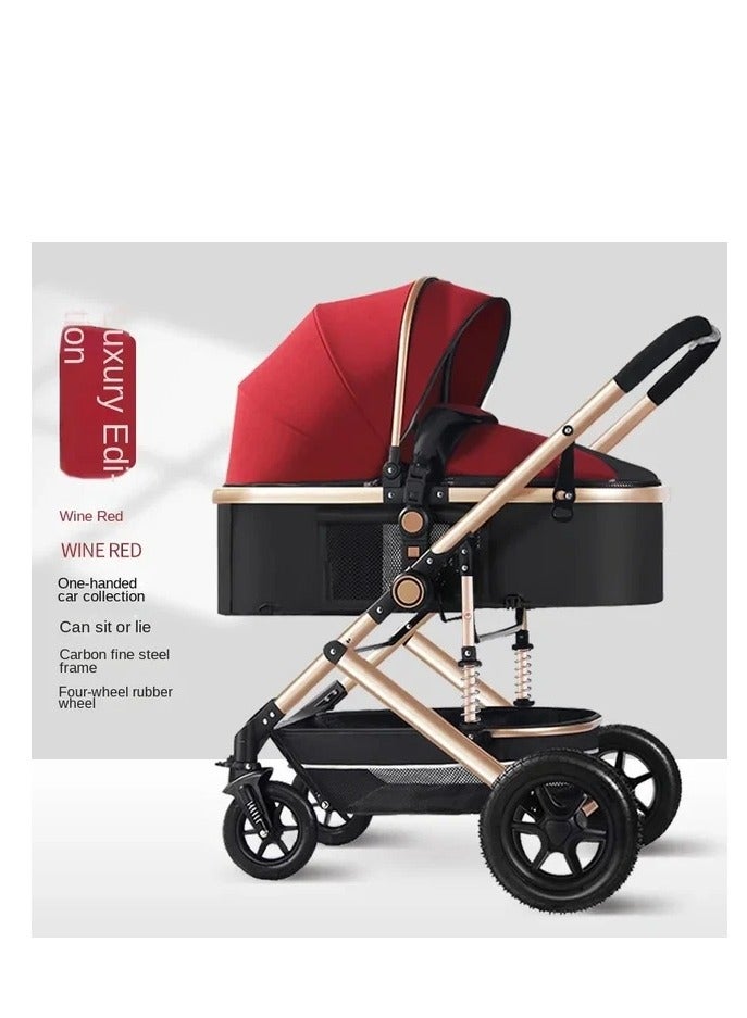 عربة أطفال بيبي كلوب ذات المناظر الطبيعية العالية قابلة للطي مع عجلة مطاطية، عربة أطفال ماصة للصدمات - Image 3