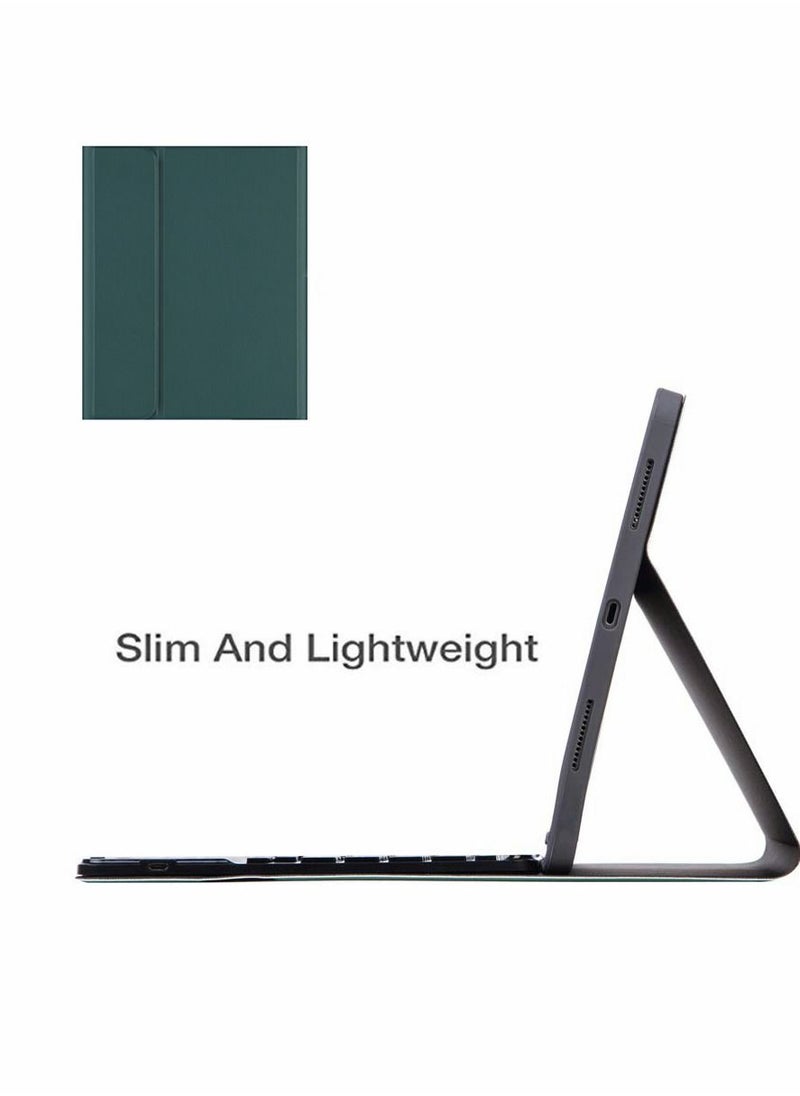 SYOSI - Tablet Cover Wireless Keyboard for iPad 9th Gen 2021/8th 2020/ 7th 2019/ iPad Air 3/ Pro 10.5 with Detachable Bluetooth Keyboard Mouse Pencil Holder (Dark Green) - Image 1