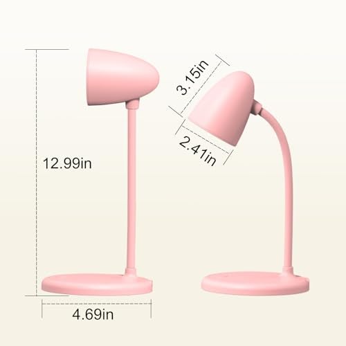 RORENSE LED Desk Lamp for Home Office,3 Light Colors, Table Lamp,Dimmable Reading Light for Bedside Small Desk Lamp for College Dorm Room,Bedroom Desk Light Pink - Image 2