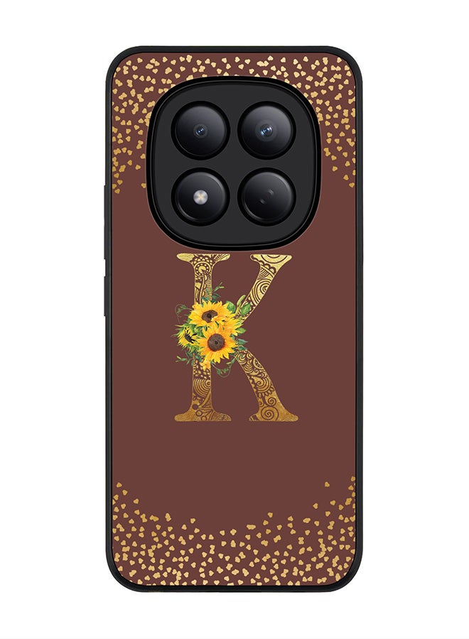 For Xiaomi Redmi Note 15 Pro 4G Case,Slim fit Camera Protection, Shockproof Thin Phone cover  - Custom Floral Monogram - K  (Brown )