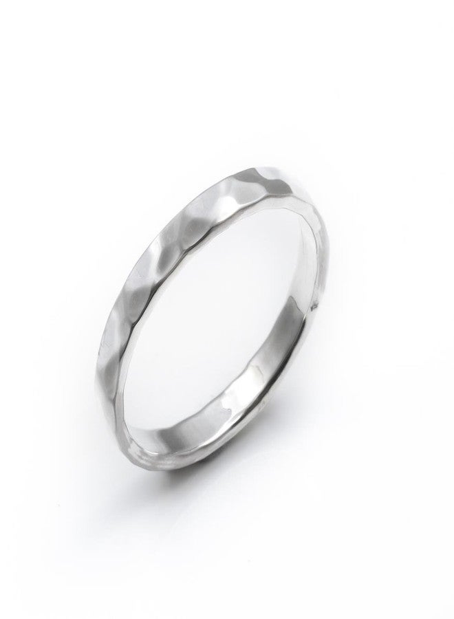 Silverly 925 Sterling Silver Ring With a Hammered Finish 3mm - Thin Wedding Band - Men's Rings - Wedding Rings His and Hers - Minimalist Classic Silver Stacking Rings Jewelry - Image 1