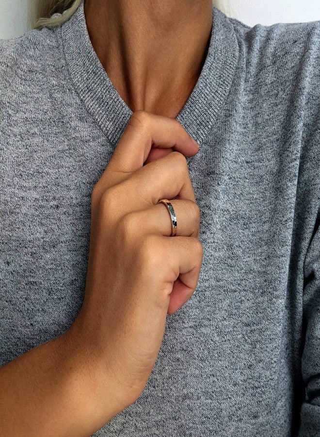 Silverly 925 Sterling Silver Ring With a Hammered Finish 3mm - Thin Wedding Band - Men's Rings - Wedding Rings His and Hers - Minimalist Classic Silver Stacking Rings Jewelry - Image 3