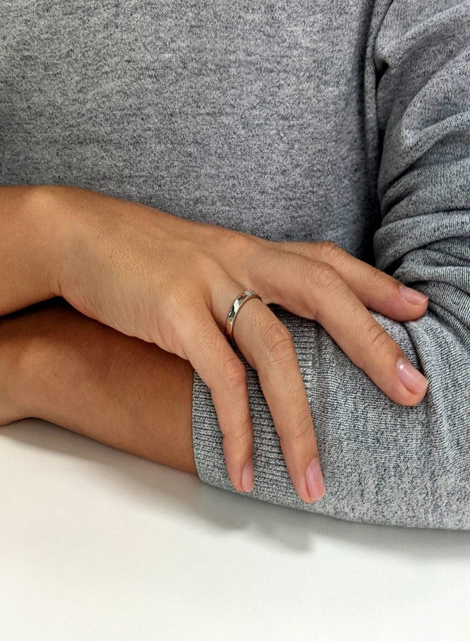 Silverly 925 Sterling Silver Ring With a Hammered Finish 3mm - Thin Wedding Band - Men's Rings - Wedding Rings His and Hers - Minimalist Classic Silver Stacking Rings Jewelry - Image 5