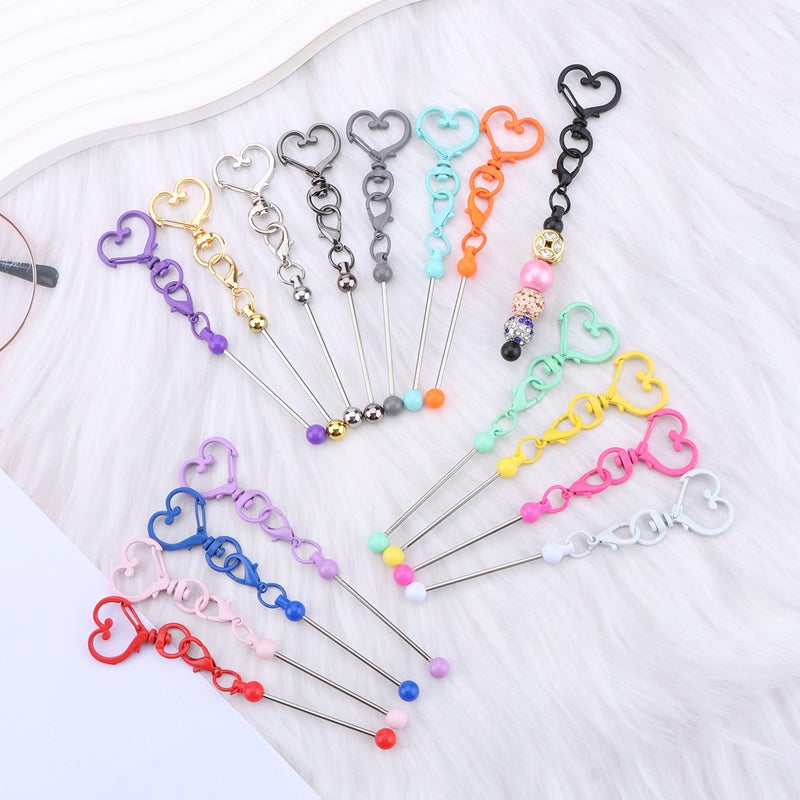 Beaded Heart Keychain Metal - Image 3
