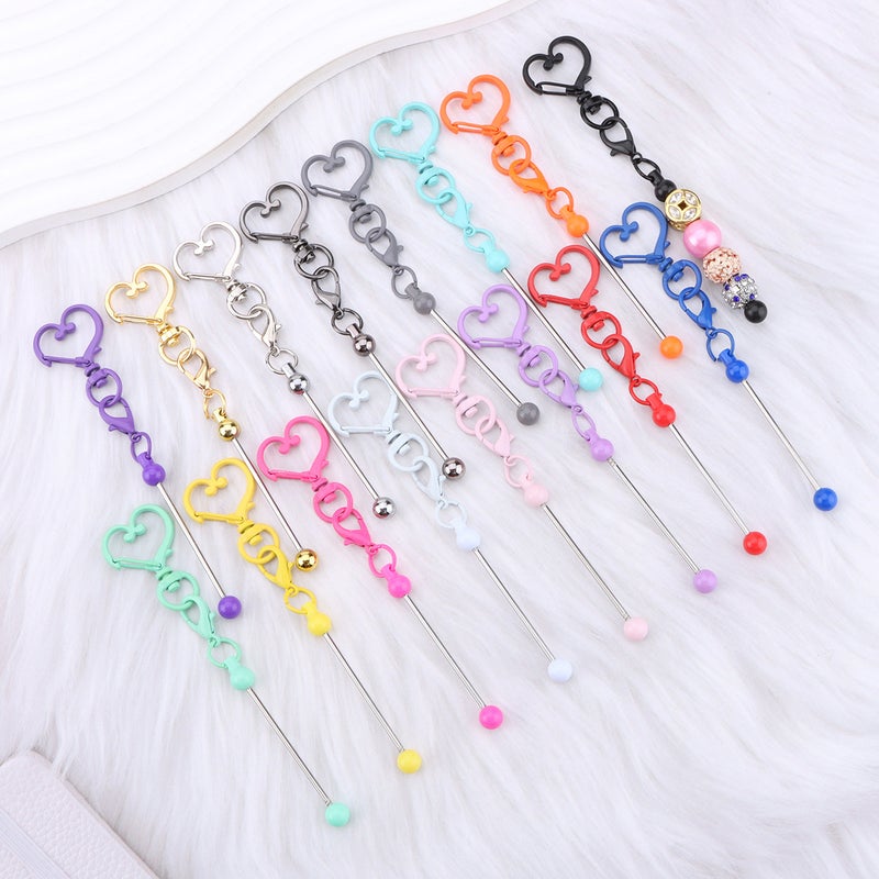 Beaded Heart Keychain Metal - Image 4