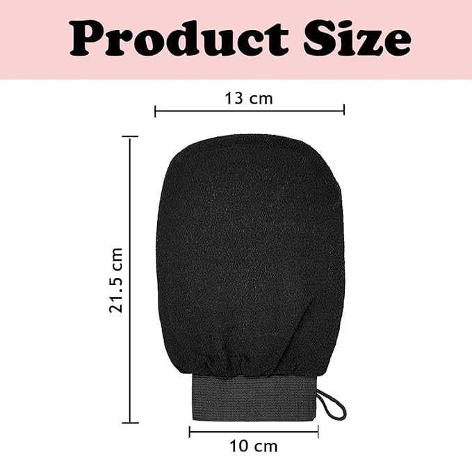 Foyken Exfoliating Body Scrub Gloves, Loofah for Men and Women, Gentle On Skin, Easy To Use, Removes Dead Skin, Blackheads, Impurities, Sustainable Hand Bathing Gloves (Black) - Image 2
