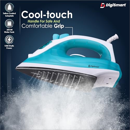 DIGISMART Misty Steam Iron Vertical & Horizontal Ironing 1500W Non-Stick Teflon Soleplate 200 ML Water Tank Come come with 1 Year Warranty - Image 3