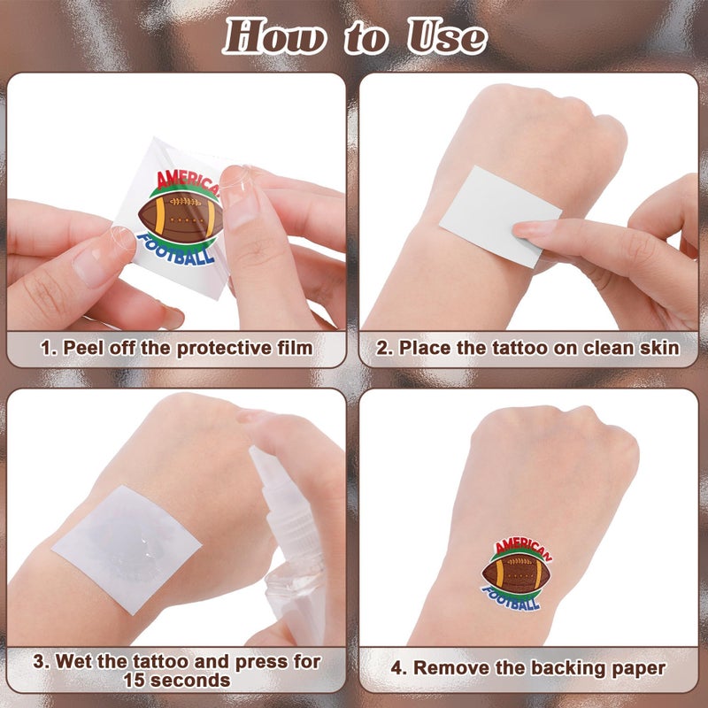 Fovths 144 Pieces Football Temporary Tattoos Football Team Tattoos Footballs Face Stickers for Touch Down Party Decorations Sports Themed Party Supplies, 24 Designs - Image 3
