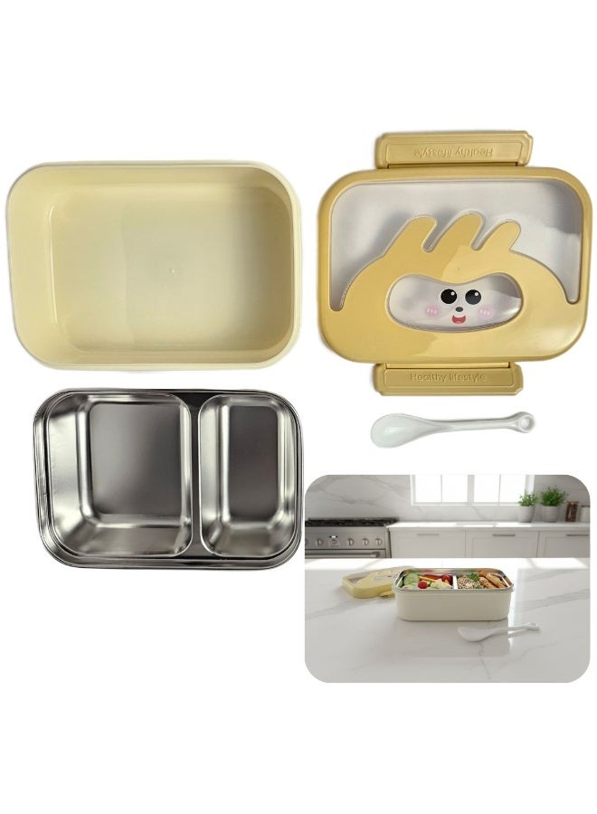 SOBHYS Stainless Steel Lunch Box with Removable Inner Tray, Silicone Seal, Sauce Cup & Spoon, Reusable for School, Work & Travel– SOBHYS - Image 1