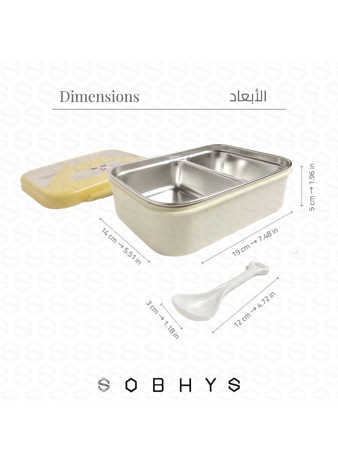 SOBHYS Stainless Steel Lunch Box with Removable Inner Tray, Silicone Seal, Sauce Cup & Spoon, Reusable for School, Work & Travel– SOBHYS - Image 2