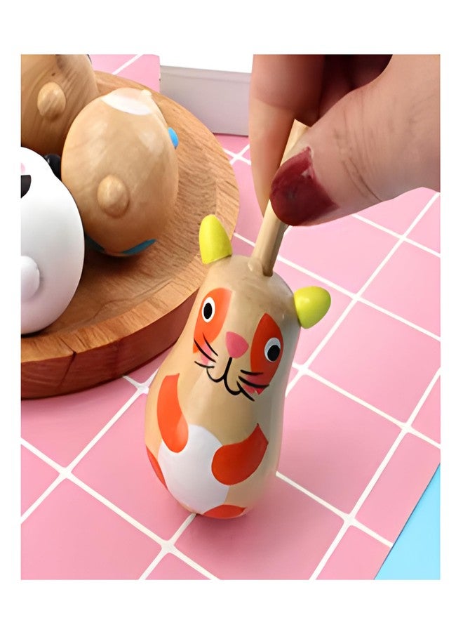 Crackles Crackle Wooden Spinner Tops for Kids - Pack of 4 | Cute Animal Design Lattoo Spin Toy Set | Wood Spinning Tops | Birthday Return Gifts, Montessori Play, Lattu Game - Boys & Girls - Image 3