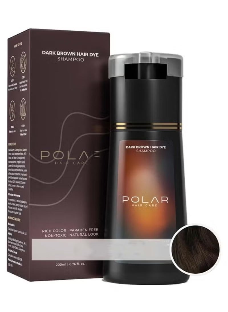 POLAR Hair Care Shampoo, Polar Hair Care Instant Dye Shampoo, Polar Hair Care Dye Shampoo (Dark Brown)  - Image 1