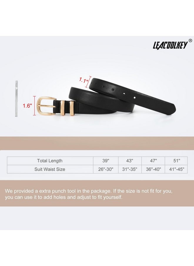 LEACOOLKEY - Women Leather Belt Fashion Gold Buckle Ladies Leather Waist Belt For Jeans Dress - Image 1