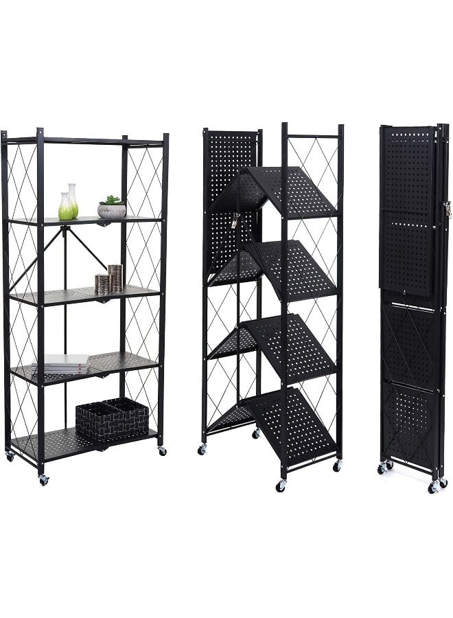 Foldable Metal Storage Shelves for kitchen and Foldable Storage Shelves (5 tier black)  - Image 4