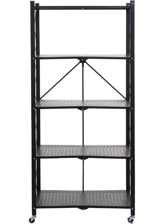 Foldable Metal Storage Shelves for kitchen and Foldable Storage Shelves (5 tier black)  - Image 5