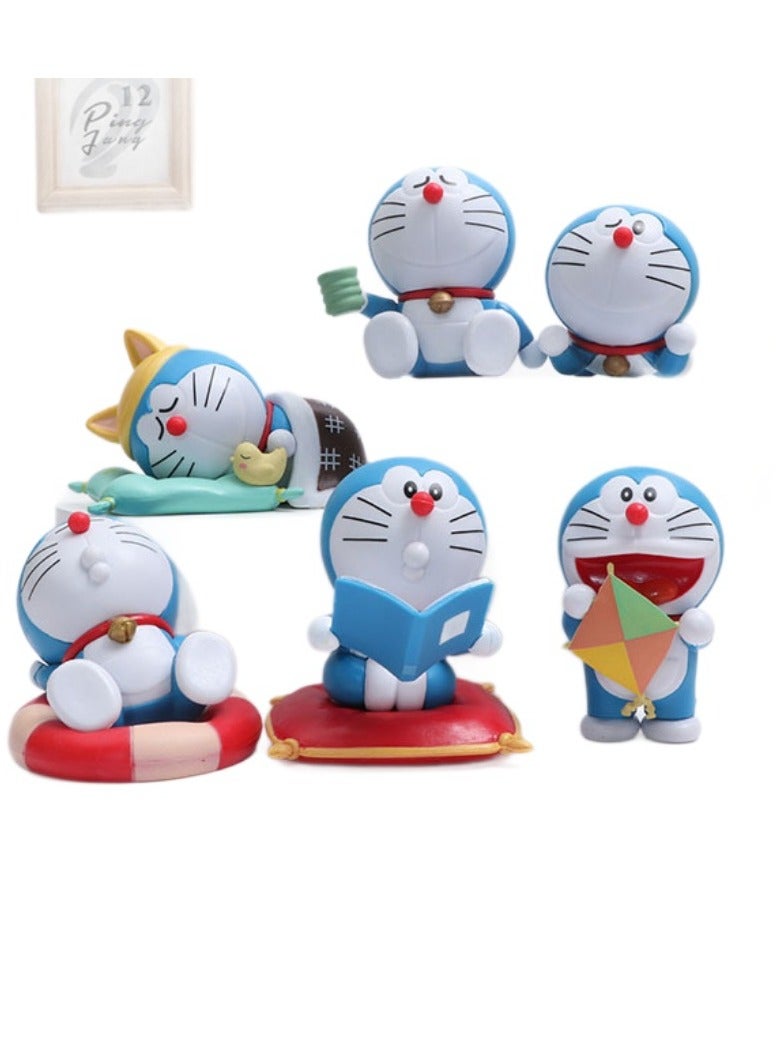 general 6 lunch break jingle cat dora figure cat travel around the world blue fat man toy doll model tide play ornament (7.6cm) - Image 1