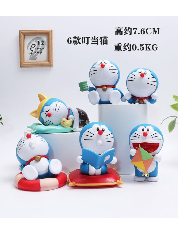 general 6 lunch break jingle cat dora figure cat travel around the world blue fat man toy doll model tide play ornament (7.6cm) - Image 2