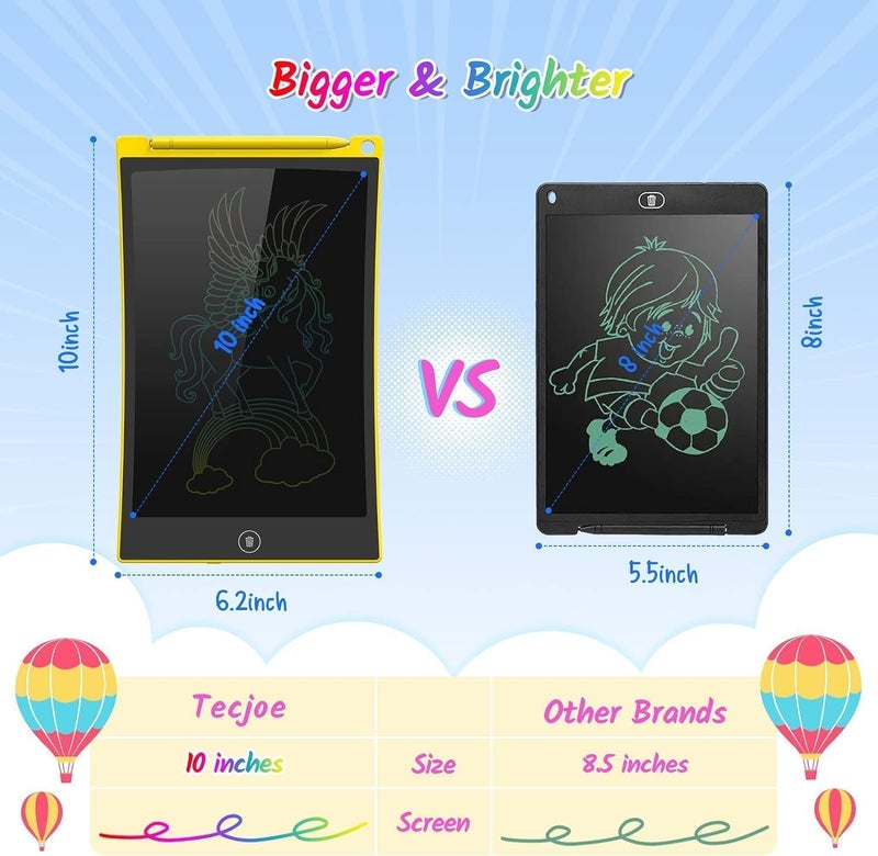 TECJOE 2-Pack LCD Writing Tablet, 10 Inch Colourful Doodle Board for Kids, Electronic Drawing Tablet Drawing Pads, Gifts for 3-6 Year Olds (Dark Blue and Yellow) - Image 3