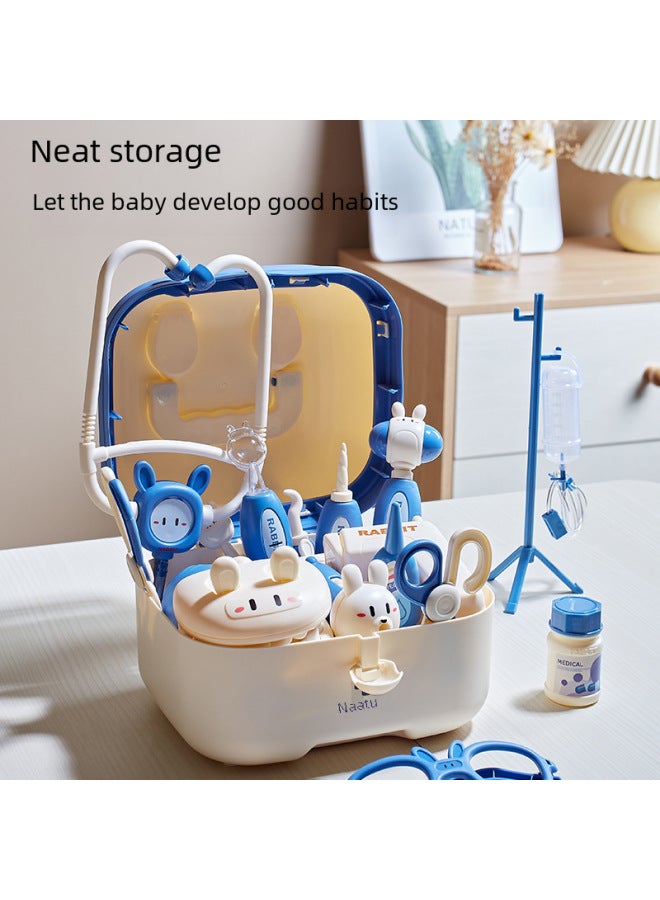 Children's Nana Rabbit Doctor Kit Over Home Set Nurse Injection Playing Stethoscope Baby Interactive Toy-Color:5503 Nana Rabbit "blue Luxury]