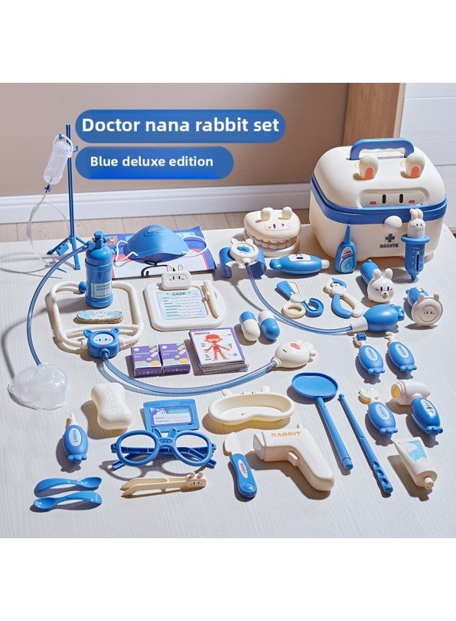 Children's Nana Rabbit Doctor Kit Over Home Set Nurse Injection Playing Stethoscope Baby Interactive Toy-Color:5503 Nana Rabbit "blue Luxury]