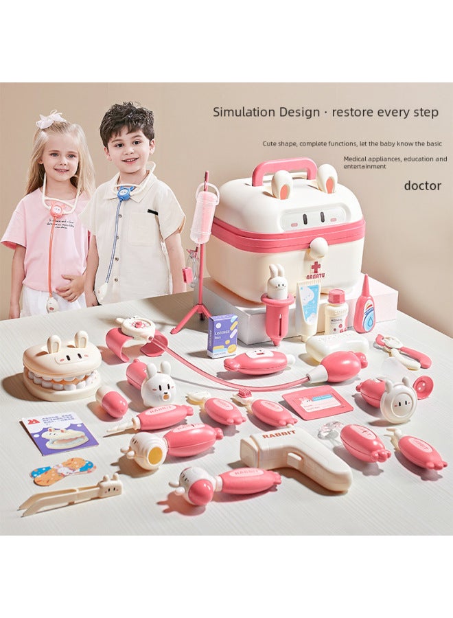 Children's Nana Rabbit Doctor Kit Over Home Set Nurse Injection Playing Stethoscope Baby Interactive Toy-Color:5503 Nana Rabbit "blue Luxury]