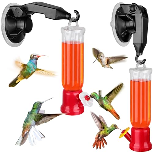ORIENTOOLS Hummingbird Feeder with Window Hanger- 2pcs Window Bird Feeder, 2.2 oz/Pc Mini Hanging Flower Bird Feeders for Suction Cup - Image 1
