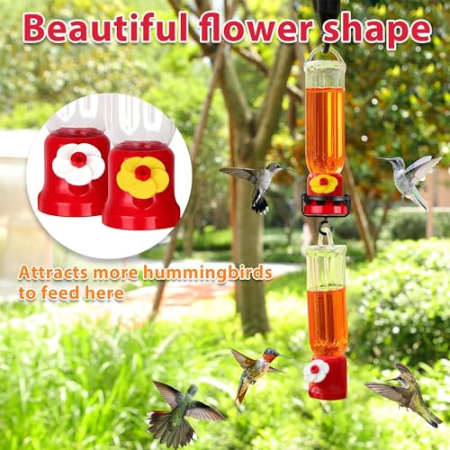 ORIENTOOLS Hummingbird Feeder with Window Hanger- 2pcs Window Bird Feeder, 2.2 oz/Pc Mini Hanging Flower Bird Feeders for Suction Cup - Image 2