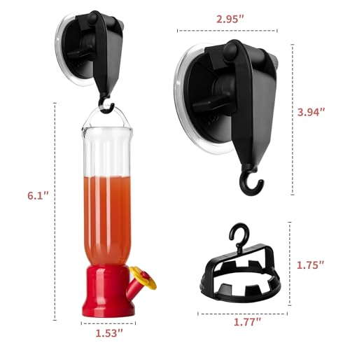 ORIENTOOLS Hummingbird Feeder with Window Hanger- 2pcs Window Bird Feeder, 2.2 oz/Pc Mini Hanging Flower Bird Feeders for Suction Cup - Image 3