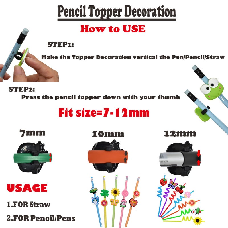 YEALQUE YEALQU 30PCS Random Different Pencil Topper Decoations Cute PVC Pencil Toppes Lovely Black Clip for Pupil/Junior Students Gifts Awards - Image 5