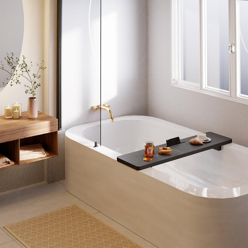 Runam Woods Runam Woods Modern Tub Tray for Bathroom 35 x 9 inch Bathtub Tray Table Caddy for Bath Accessories Holder MobileTablet and Glass Holder  - Image 2