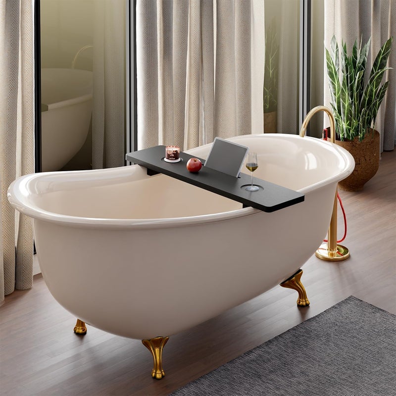 Runam Woods Runam Woods Modern Tub Tray for Bathroom 35 x 9 inch Bathtub Tray Table Caddy for Bath Accessories Holder MobileTablet and Glass Holder  - Image 5