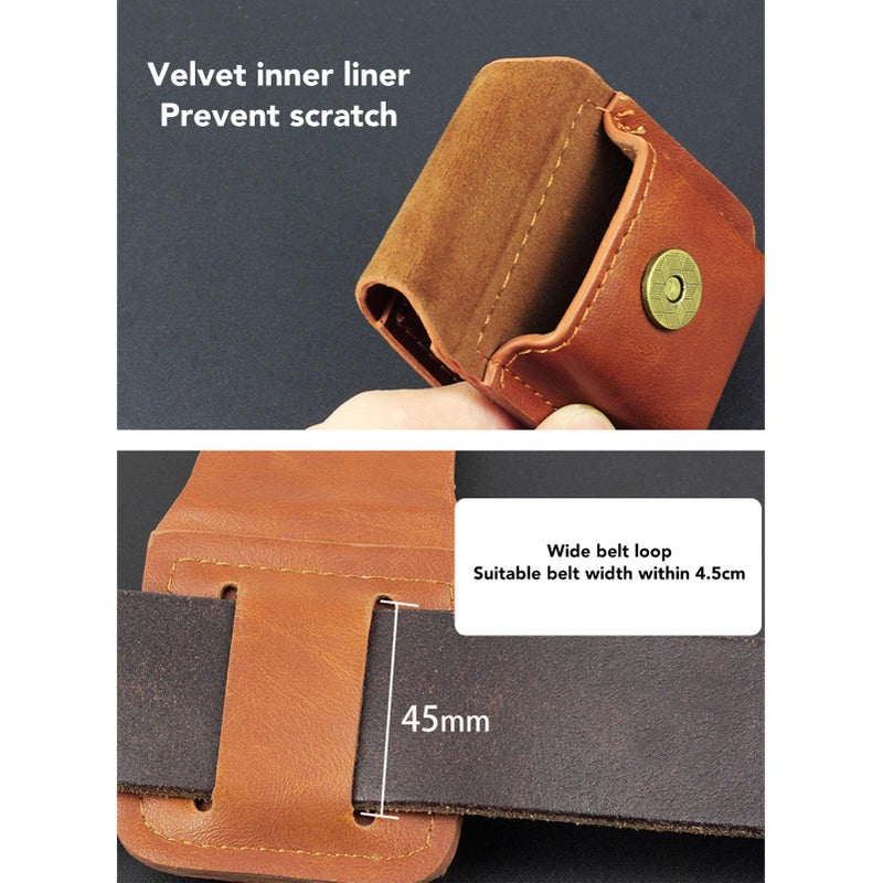 Brown PU Leather Lighter Case Pouch Anti Scratch Travel Friendly Versatile - Image 2