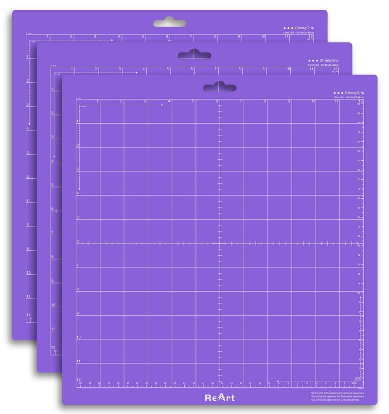 ReArt Cutting Mat for Silhouette Cameo 3 Packs 12” x 12” - Strong Grip Adhesive Cutting Mat Replacement Set Mats Vinyl Craft - Image 1