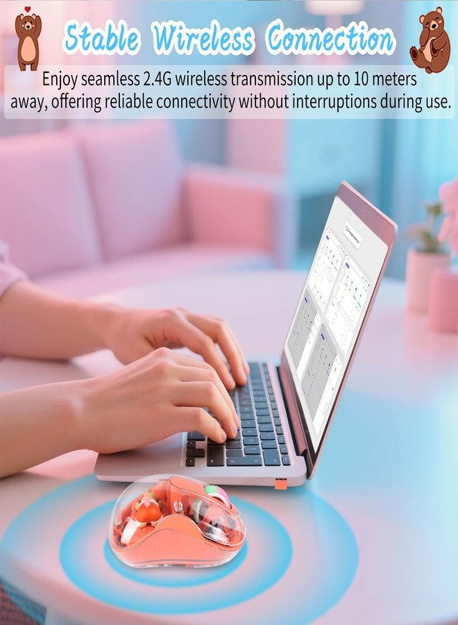 elec Space ماوس إلكتروني لاسلكي لطيف من نوع USB-C - ماوس قابل لإعادة الشحن بتقنية بلوتوث بثلاثة أوضاع، بتصميم كرتوني لأجهزة الكمبيوتر المحمولة وأجهزة iPad و MacBook Air/Pro - تشغيل صامت، تصميم محمول، شخصية مغناطيسية فريدة (برتقالي) - Image 5