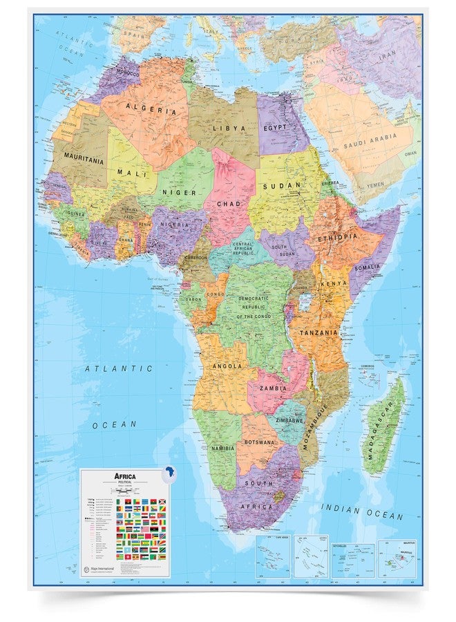 Maps International Large Africa Wall Map Political - Laminated - 48 x 36 inches - Updated 2024 - Maps International - Image 1