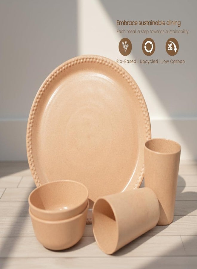Pacing Grass Microwave Safe Reusable Bamboo Kids Dinner Set (Plates, Bowls-180ml, Kullad-160ml, Spoons) for Toddlers & Kids, Eco-Friendly Bamboo Bio-Composite Dinner Set for Serving Full Meal at Home - Image 3