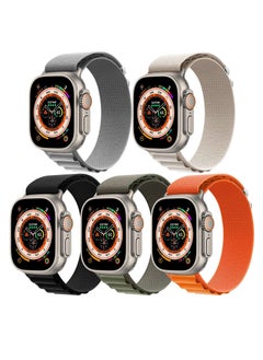 Apple Watch Band 42mm 44mm 45mm 49mm 5Pack Nylon Alpine Loop Band for Men Women with Adjustable Style Sport Strap for iWatch Series Ultra SE 8 7 6 5 4