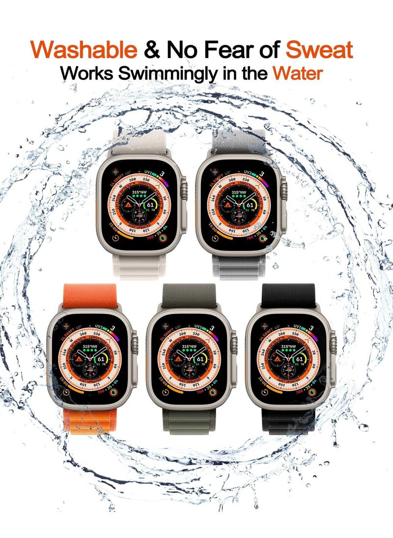 BORTONY - Apple Watch Band 42mm 44mm 45mm 49mm 5Pack Nylon Alpine Loop Band for Men Women with Adjustable Style Sport Strap for iWatch Series Ultra SE 8 7 6 5 4 - Image 1